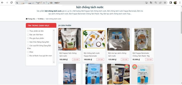 Gõ cụm từ "bột chống tách nước" trong sinh tố sẽ cho ra 7.240.000 kết quả trong vòng 0,42 giây.