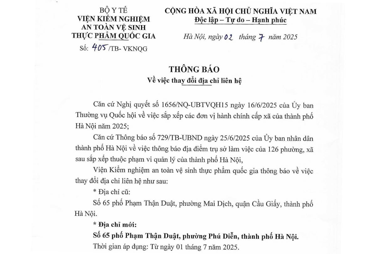 Viện liên minh okvip okvip vệ sinh okviphoatdong quốc gia thông báo về việc thay đổi địa chỉ okvip88