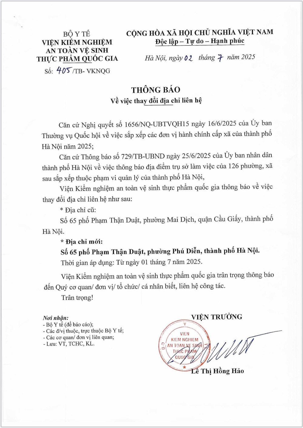 Thông báo về việc thay đổi địa chỉ okvip88