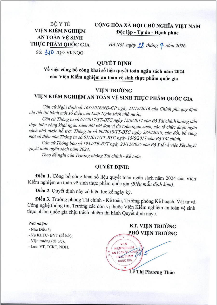 Quyết định về việc công bố công khai số liệu quyết toán ngân sách năm 2024 của Viện liên minh okvip okvip vệ sinh okviphoatdong quốc gia-1